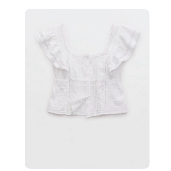 aerie Tops - NWT Aerie Button Front Ruffle Sleeve Top